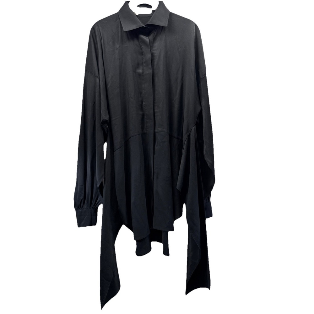 Nonchalant Label Revolve Dafne Front Tie Dress S Solid Black Long Sleeve Artsy